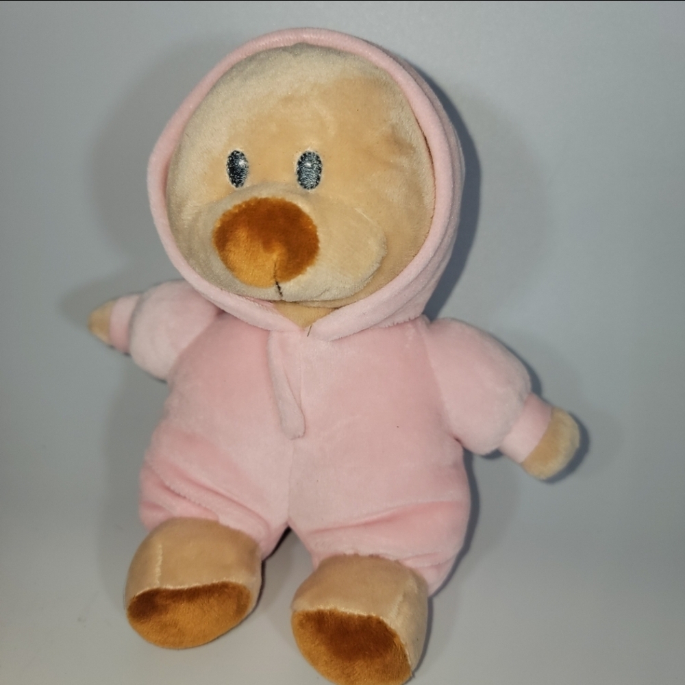 Ty Pluffies PJ Bear Pink Plush Teddy Stuffed Animal Pajamas 7 Inch Sewn Eyes